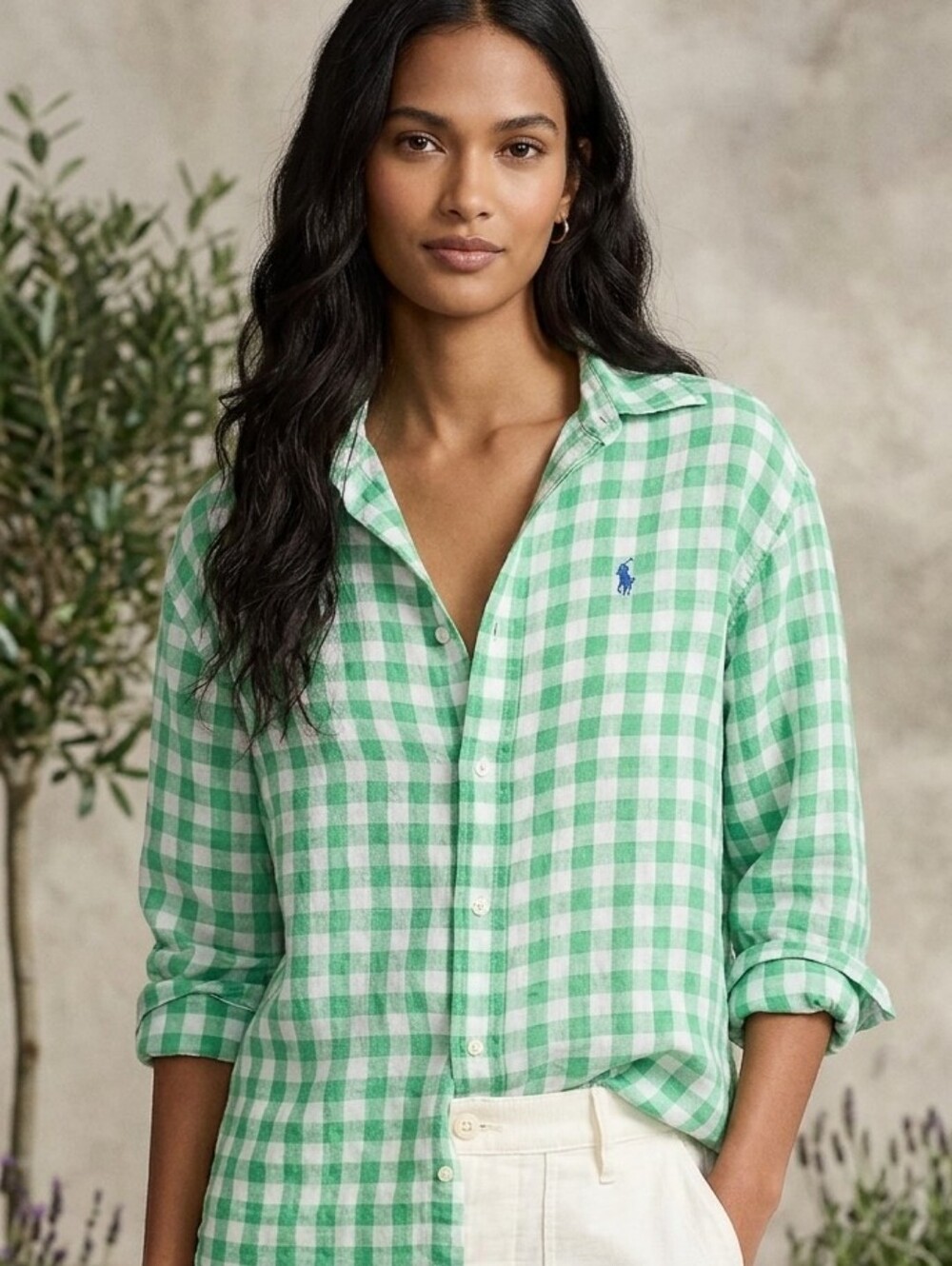 Ralph Lauren Green Gingham Button Up Shirt